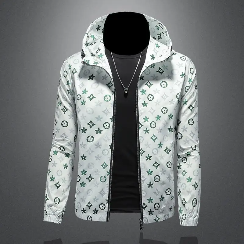 2024 Spring and Autumn New Personalized Printed Men's Thin Hooded Jacket Handsome Versatile Casual Jacket Men