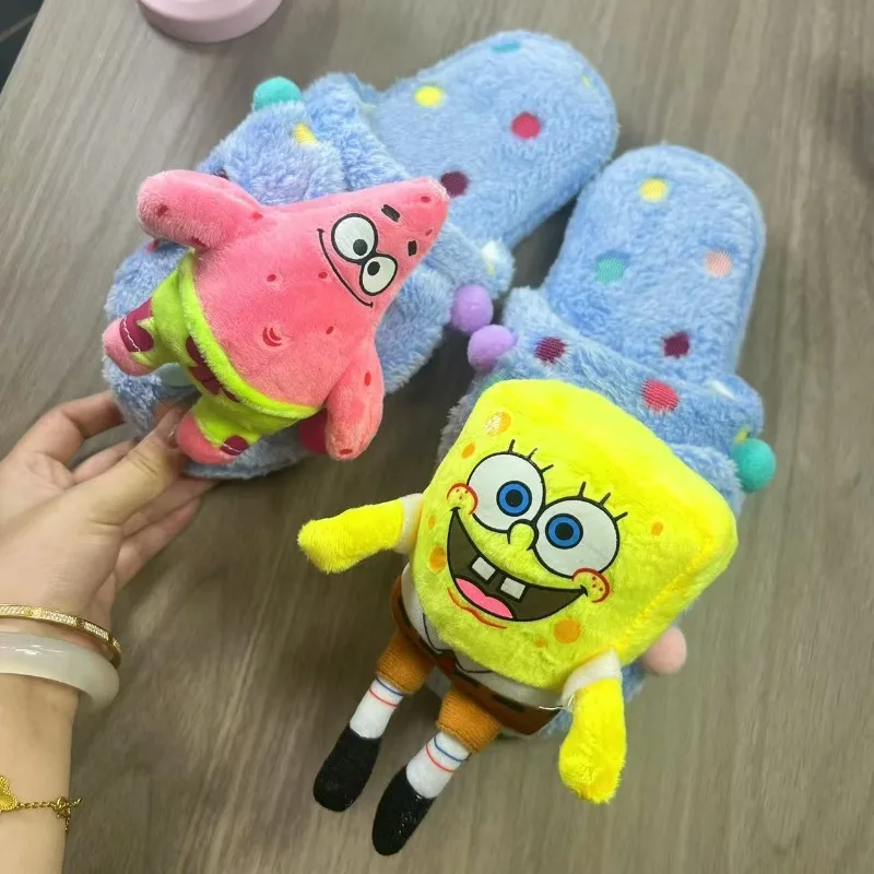 

Anime Cute Spongebo Baotou Slippers Women Comfortable and Warm Soft-soled Plush High-value Cotton Slippers Non-slip 2026 New
