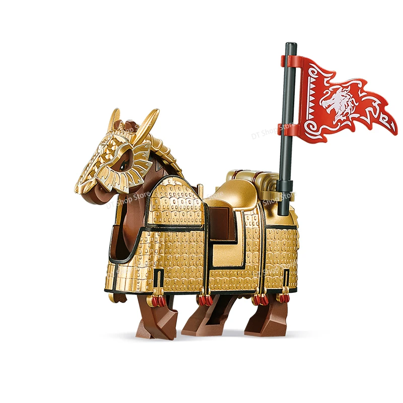 Caballo de guerra militar BR851, accesorios de montaje de caballería antigua, bloques de construcción, modelo de figuras de acción, ladrillos educativos, juguetes para niños