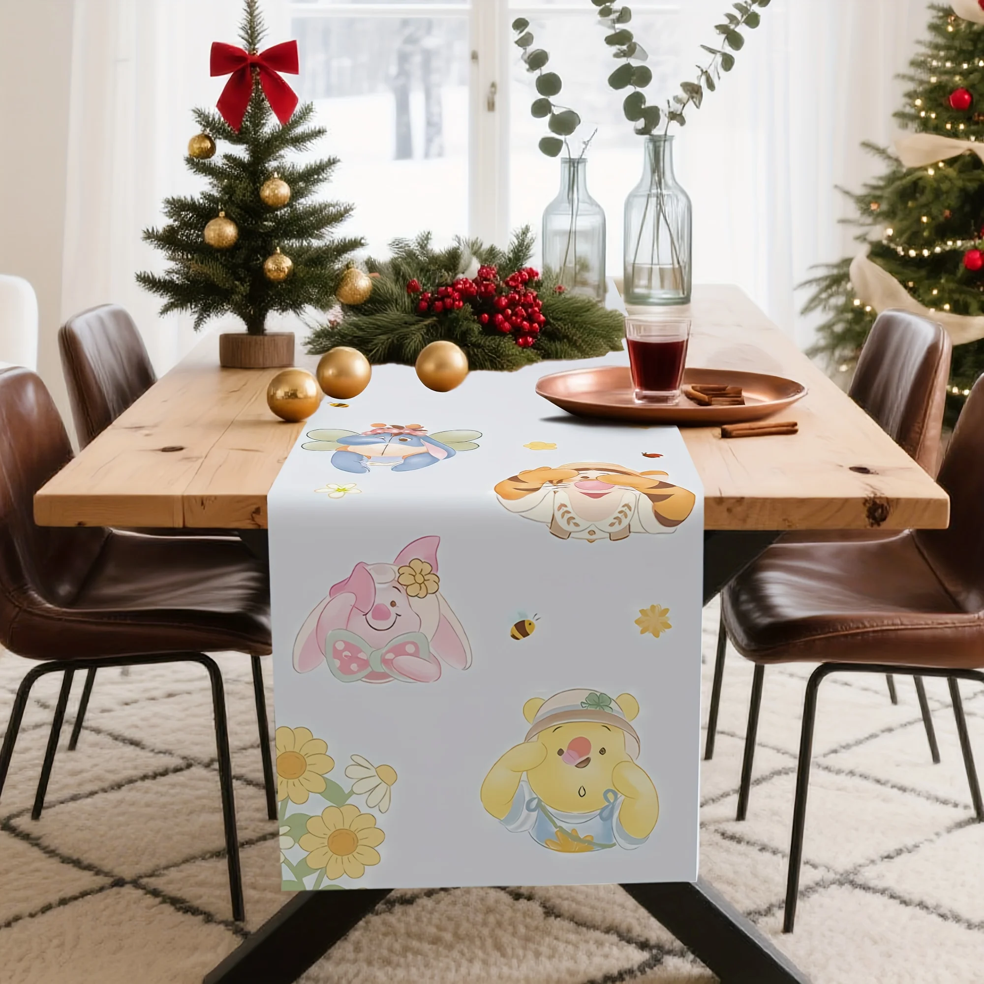 

1 Piece Disney Winnie the Pooh Table Runner, Cartoon Design Table Runner - Suitable for Weddings, Parties, Indoor/Outdoor Dining