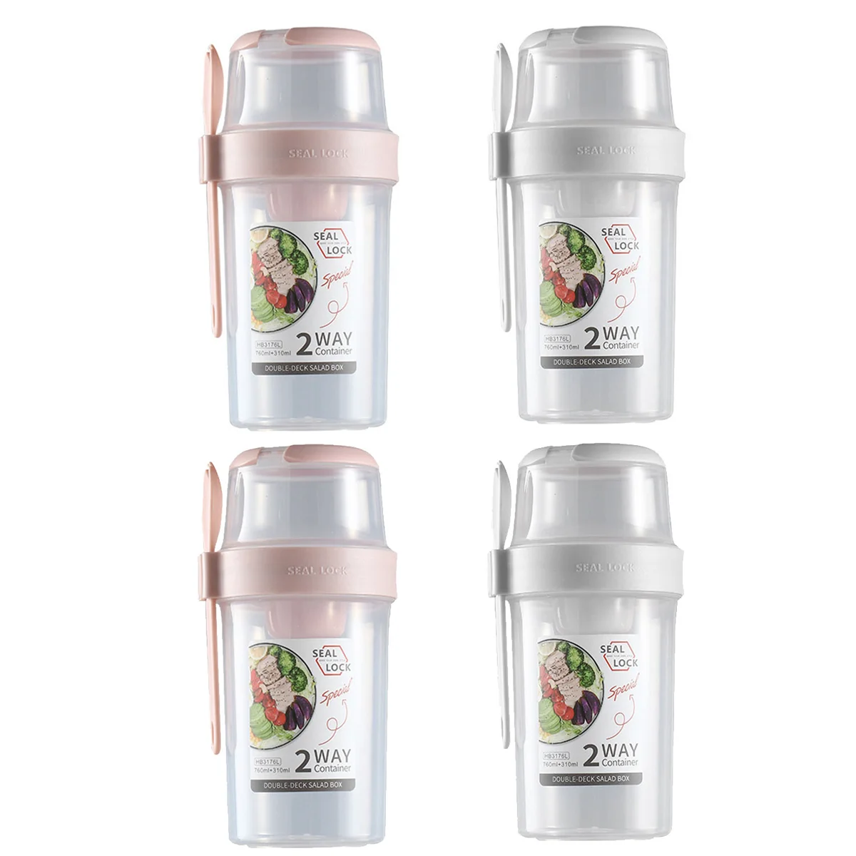 Coffee Mugs Leak-Proof Overnight Oats Containers with Lids - Yogurt Containers with Lids - Jars Stackable Design, 4-Pack