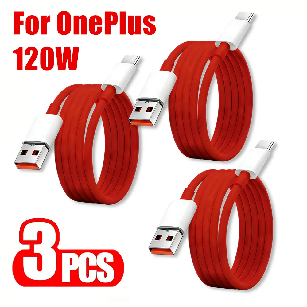 3PCS 120W Super Flash Charging Type C USB Cable For OnePlus 9 9R 10 Pro 11 12 12R 13 13R 15 15R Nord 3 4 Lite 5 CE 2 OPPO Realme