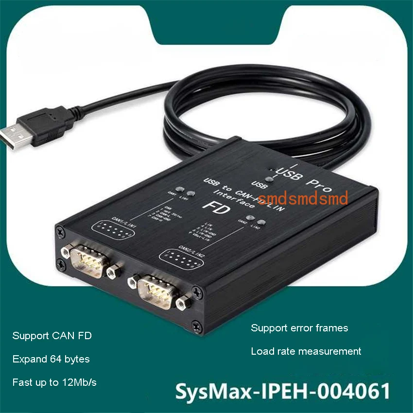Dual Channel CAN FD Adapter Provides 2 * CAN FD Channels Compatible With CAN 2. OA (11 bit ID), 2.0B (29 bit ID)