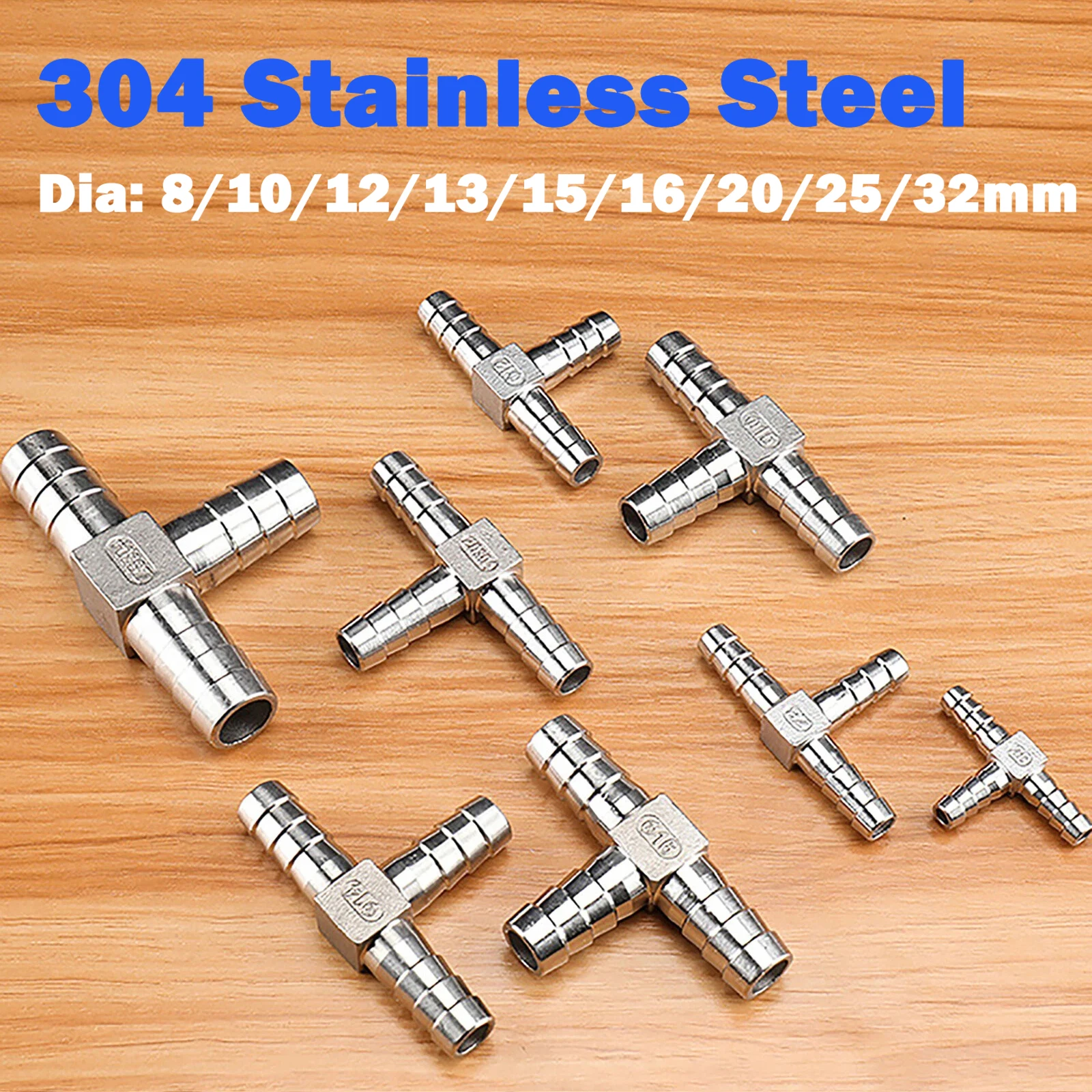 

Тройник из нержавеющей стали 304, Т-образные соединители, 8/10/12/13/15/16/20/25/32 мм, шланговый штуцер, равный редукционный фитинг, соединитель Pagoda