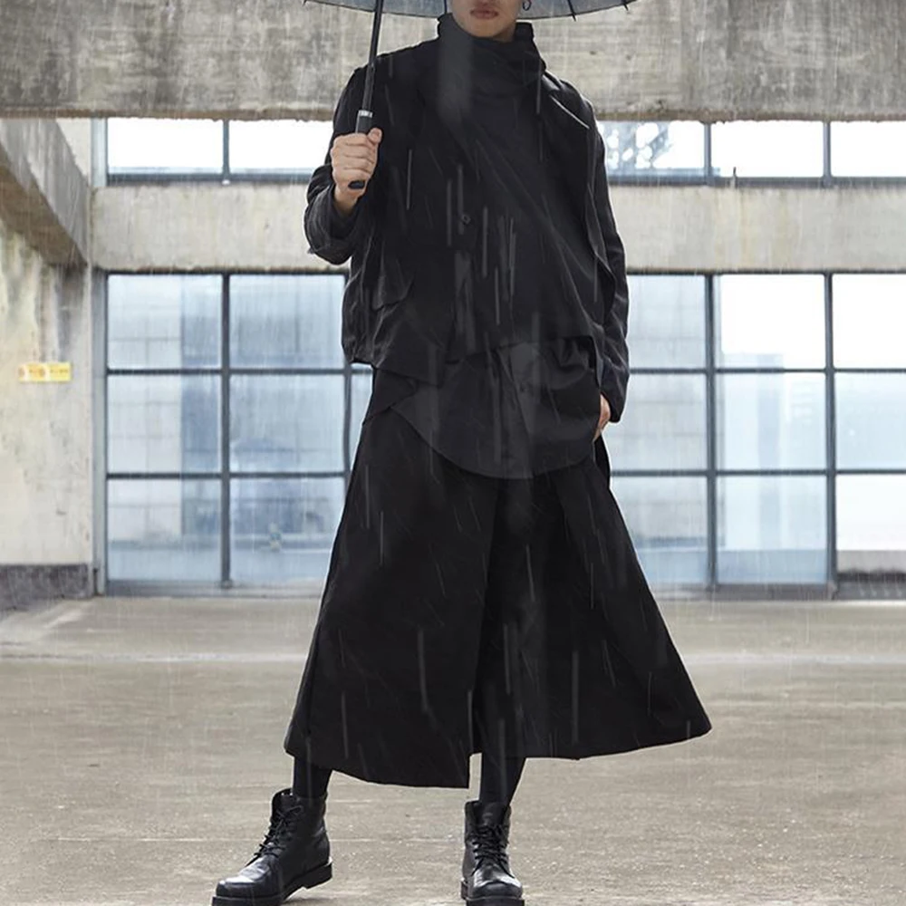 XS-5XL Winter New Men's Solid Color Skirt Pants Unisex American Retro Fashion Trend High Street Casual Loose Niche Men's Bottoms