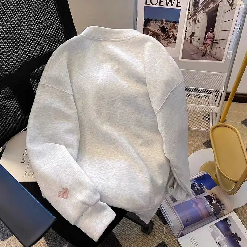 Damen-Sweatshirts, Damenbekleidung, Winter, Buchstaben, Goth, Reißverschluss, atmungsaktiv, verdickt, Sport, Pendeln, verdickt, lockere Passform, gestreift, für Damen