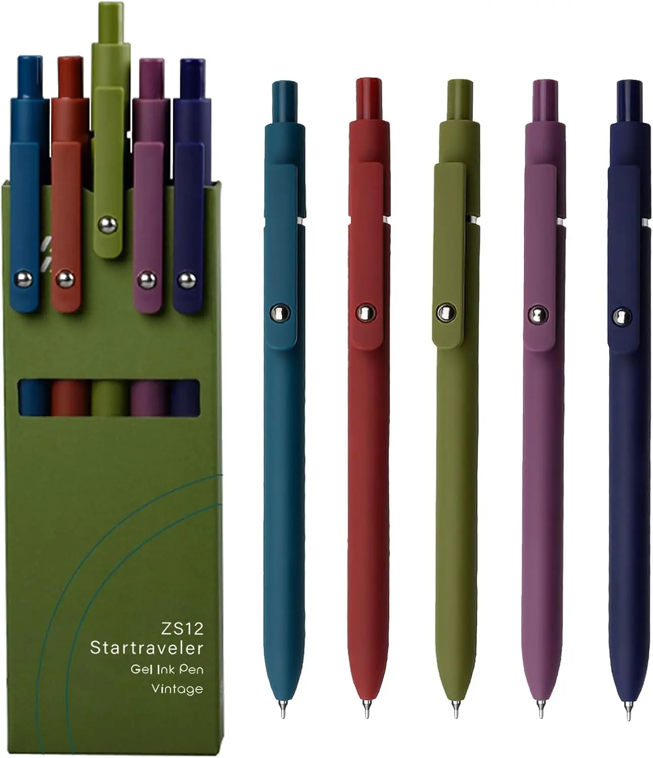 

5 Pcs 0.5mm Fine Point Gel Pens, Smooth Writing Black Ink, Cute Vintage Pens for Journaling, School Office Supplies
