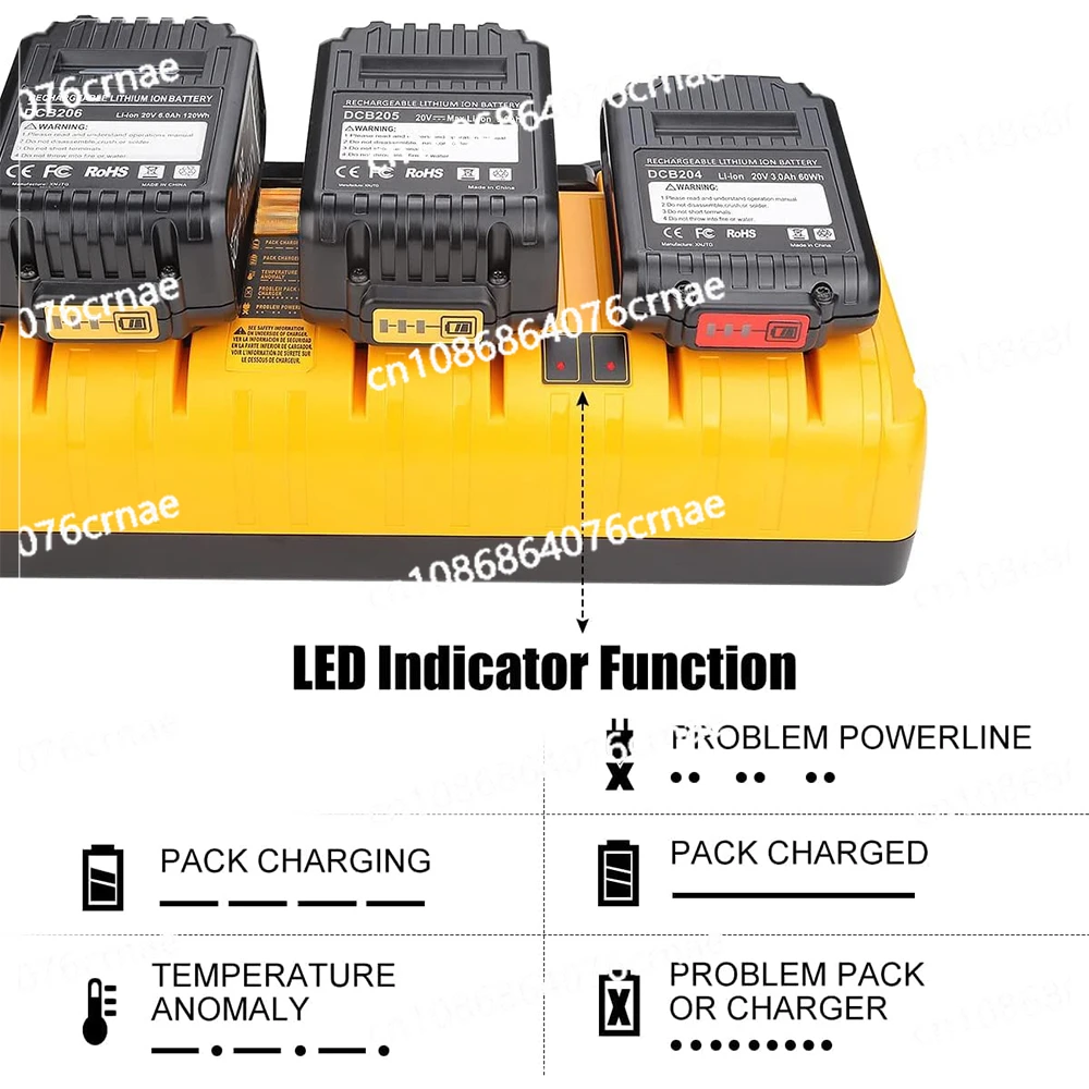 شاحن أيون الليثيوم سريع لبطارية الليثيوم ، 4 منافذ ، 12V 20V MAX