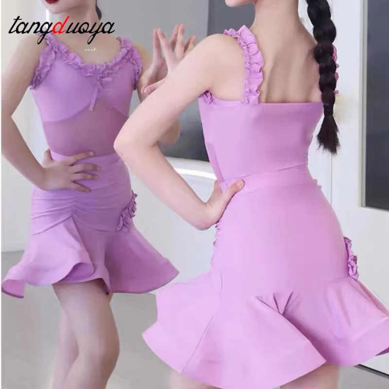 Latin Dance Training Costume Girl New Children's Salsa Performance Costume Competition Latin Competition dance dress view 3