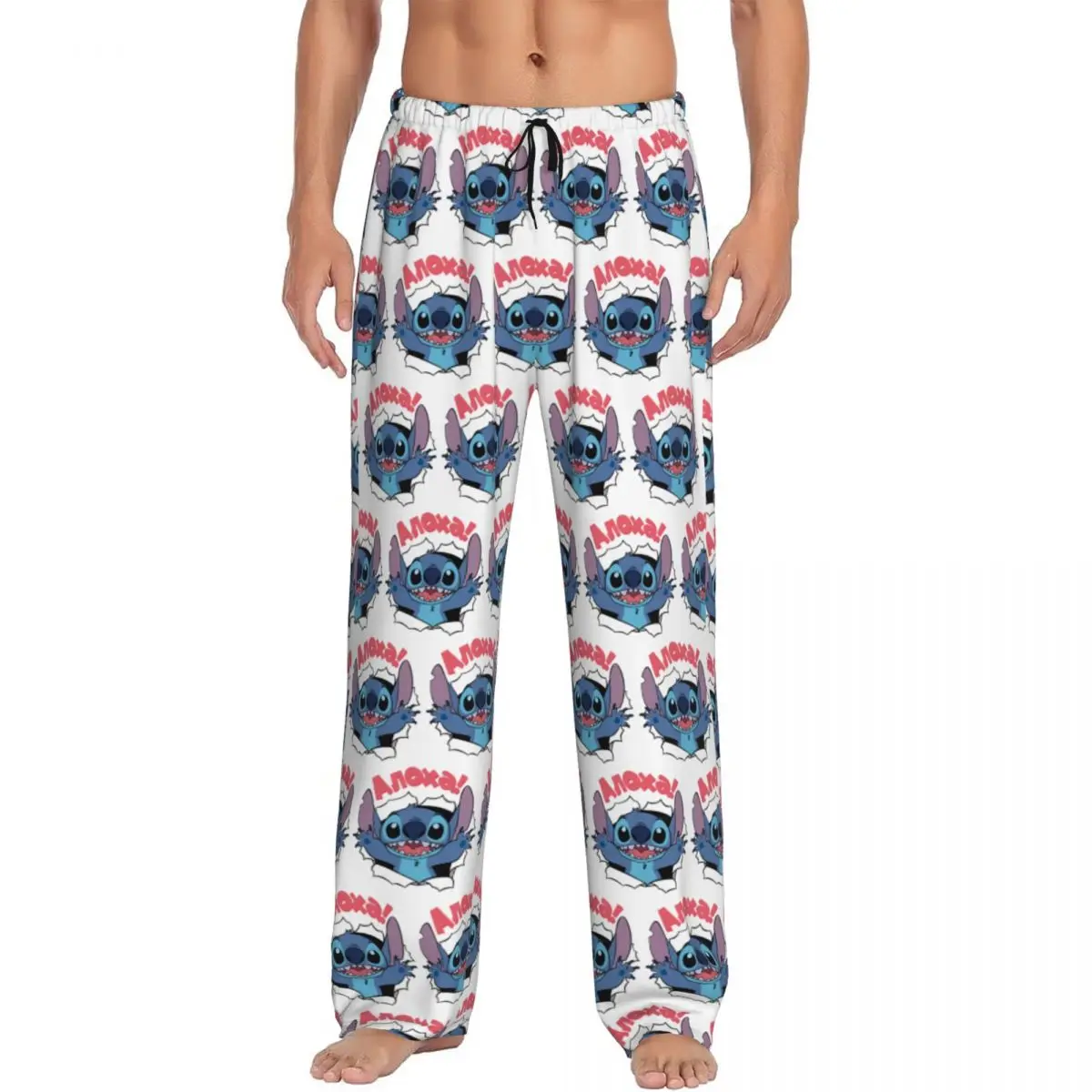 

Custom Stitch TV Cartoon Animation Pajama Pants Men Lounge Sleep Drawstring Sleepwear Bottoms with Pockets