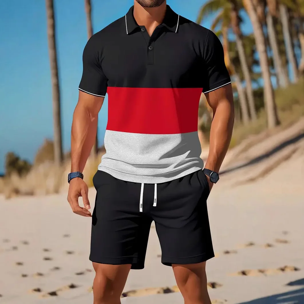 طقم تي شيرت كاجوال بألوان متباينة irt ort Sve للرجال موسم الصيف ألياف البوليستر مادة أخرى 00% #4