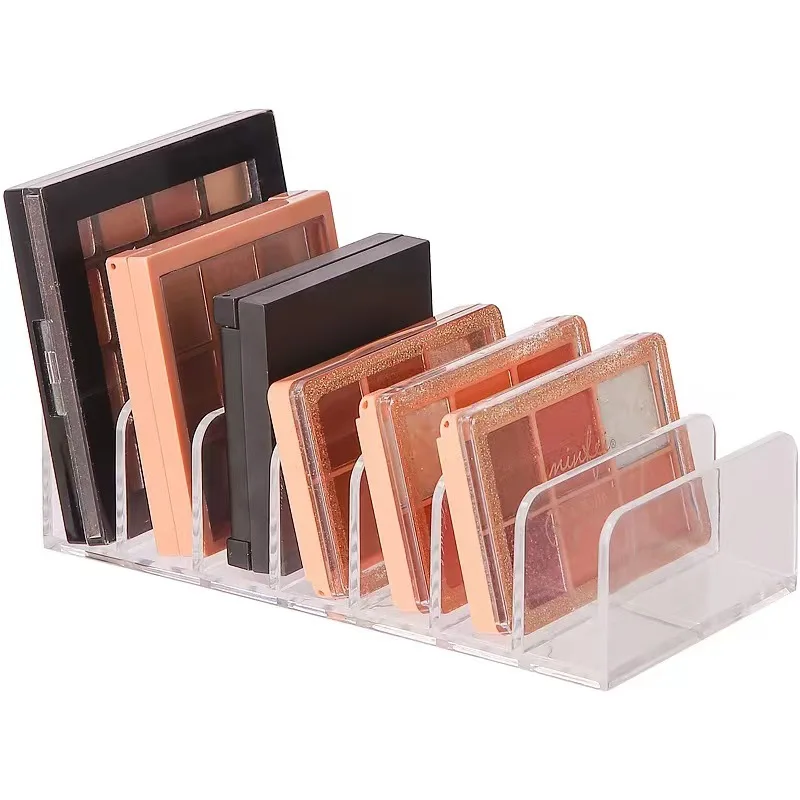 Organizzatore per trucco a 7 scomparti Scatola per esposizione multi-cella da tavolo Scaffale per cosmetici per trucco Scatola di immagazzinaggio in plastica per ombretti e fard