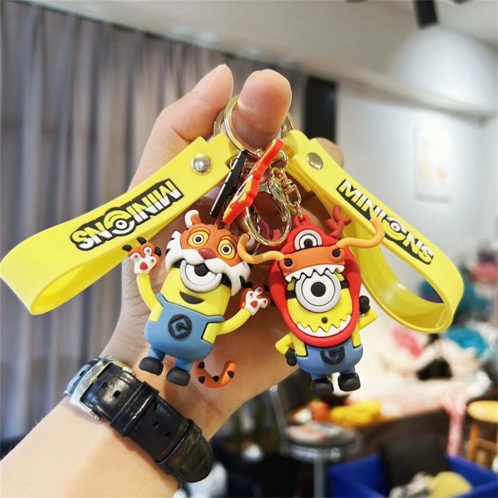 Anime Minions Keychain12 Chinese Zodiac Series Cute Cartoon Child Toy Key Ring School Bag Car Key Accessories Gift