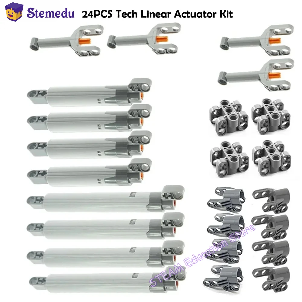 

24PCS Teachnical Linear Actuator Long 15L Push Rod Putter Head for Building Blocks Bricks Part MOC 40918 61927 61904 61905 92693