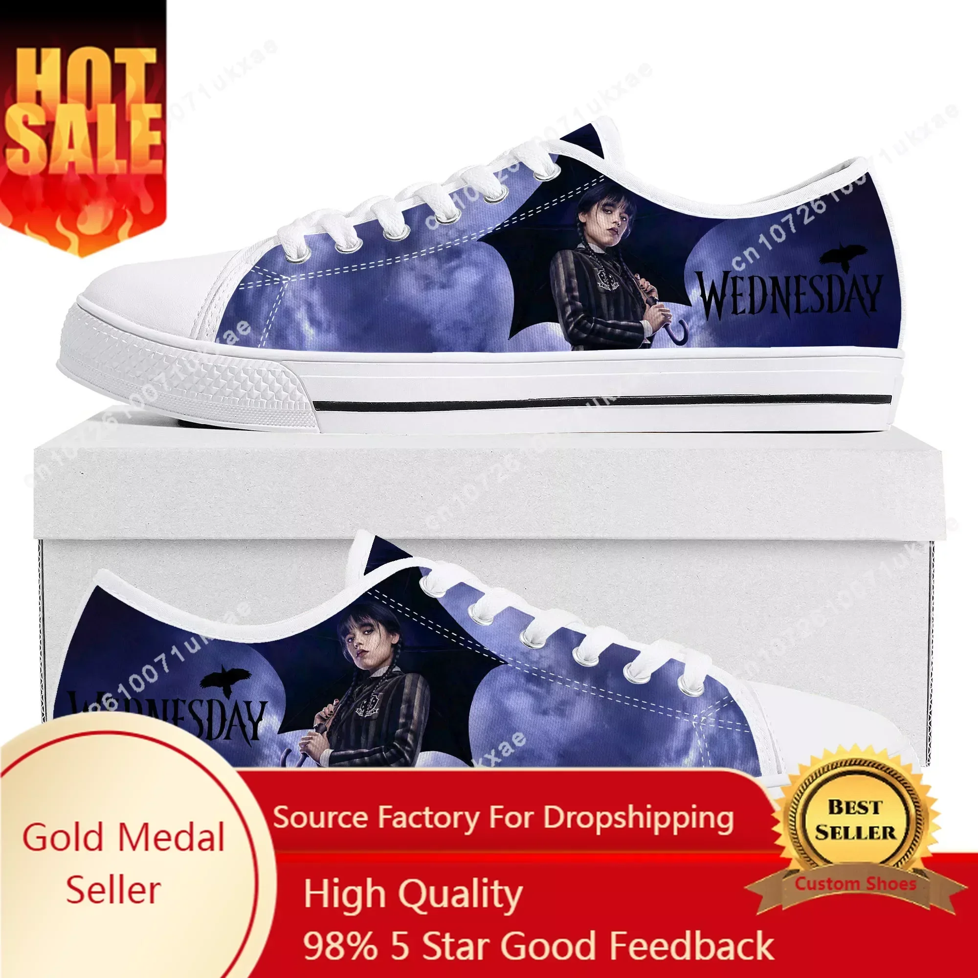 

W-Wednesdays A-Addams Low Top Sneaker Men Women Teenager Canvas High Quality Sneaker Casual Custom Made Shoes Customize DIY Shoe