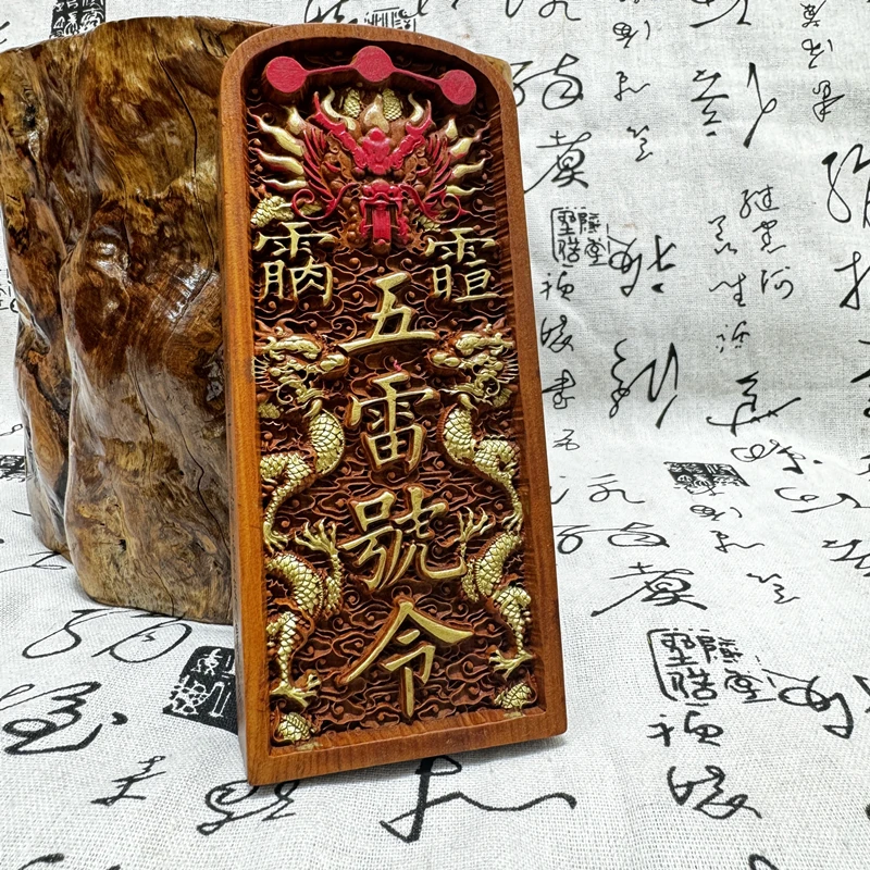

Даосские принадлежности, удаления молний на дереве зизифуса, пять команд грома, рельефные резные украшения для меча дракона, фэн-шуй
