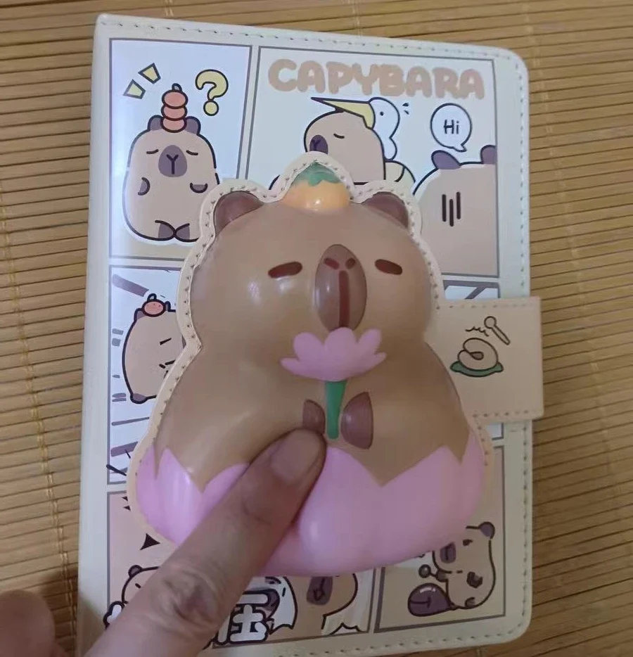 Capybara-Carnet de dessin animé mignon pour enfants, cahier de décompression, agenda de licence pour étudiants, Squishy Slow Rising Squeeze Journal