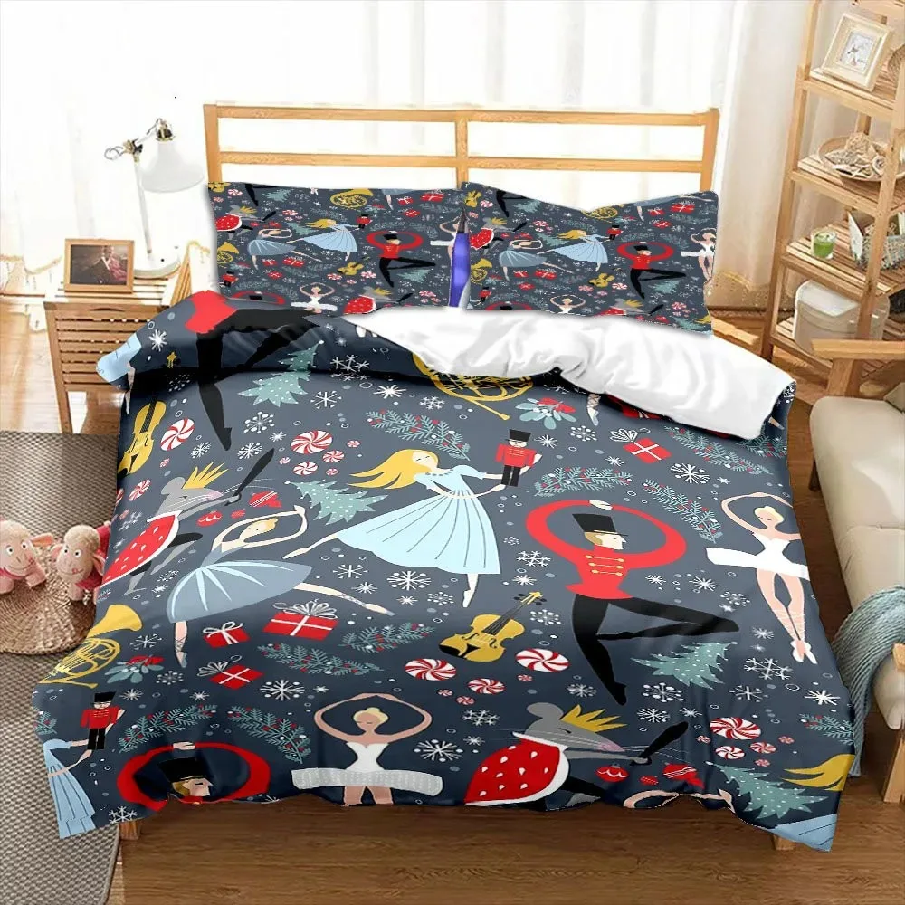 Nutcracker Cartoon Duvet Cover Merry Christmas Gift Child Bedroom Decoration Women Men Cartoon Royal Guarder Queen King Size