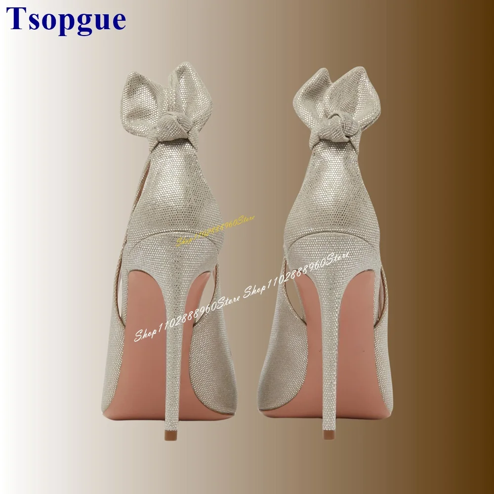 Luxury Champagne Rabbit Ear Decor Pumps Thin High Heel Shoes For Women Slip On Pointed Toe 2024 Fashionable Zapatos Para Mujere