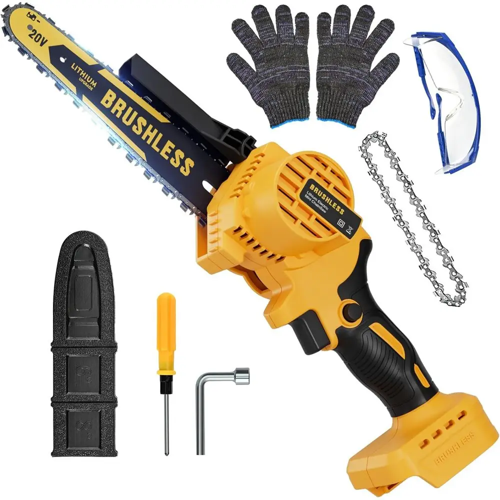 

8 Inch Electric Chainsaw, Rechargeable Pruning Saw for Tree Trimming and Wood Cutting