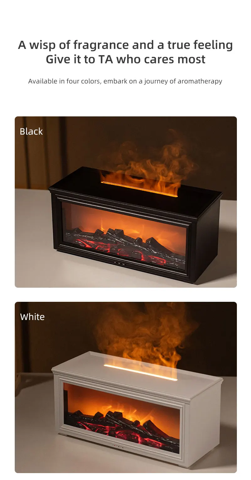 7 Colors of Essential Oil Fireplace Diffuser Mini Flame Aromatherapy Fireplace Humidifier Aromatherapy Oil Diffuser