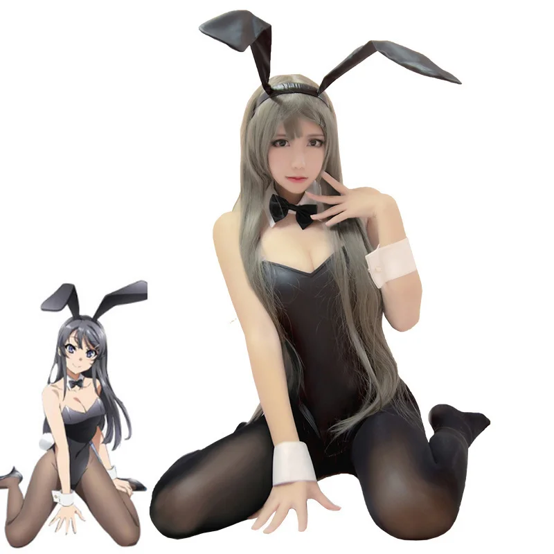 

Mai Sakurajima Cosplay Costume Seishun Buta Yarou wa Bunny Girl Sexy Jumpsuit Black Suit Halloween Carnival Uniforms Custom Made