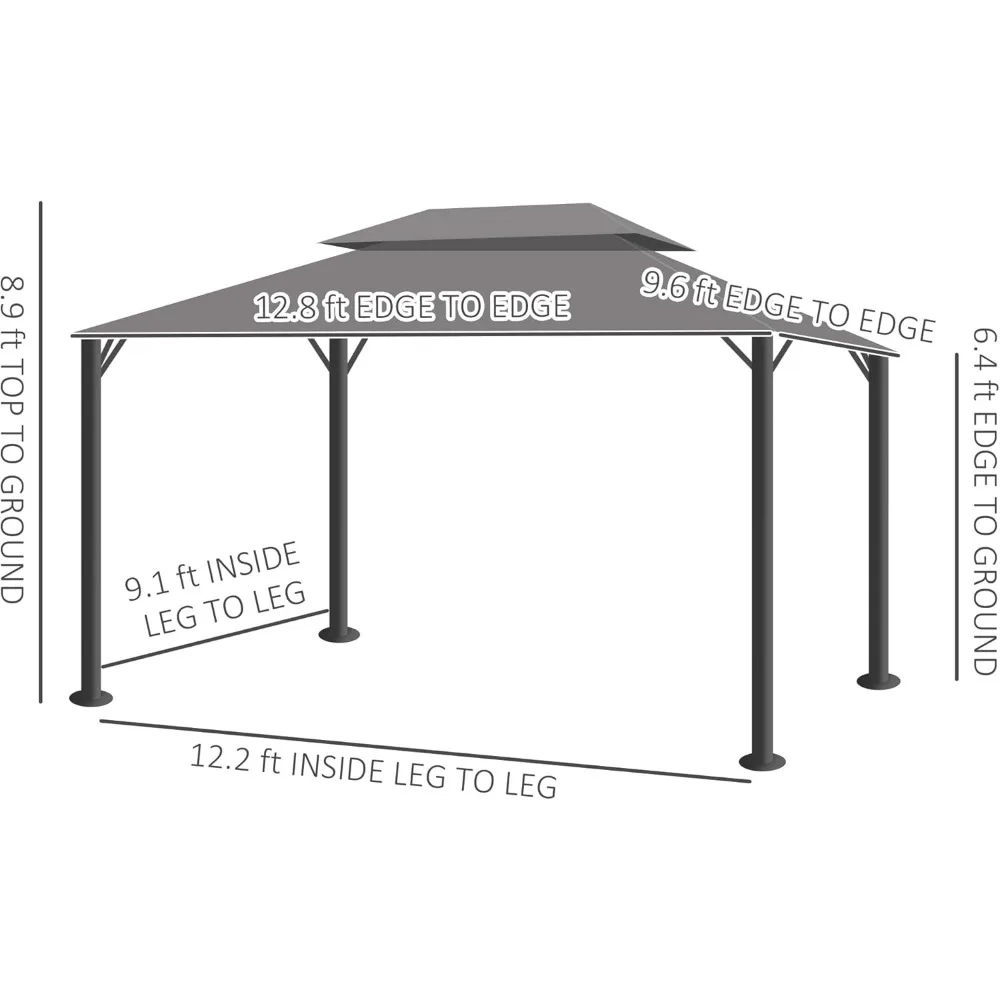 Gazebo-Abri avec Filet et Rideaux, Cadre en Aluminium pour Jardin, Pelouse, Extérieur