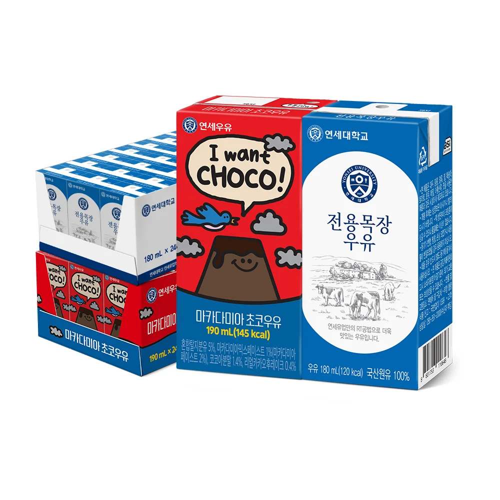 [Yeonseh] 24 Packungen mit 24 Packungen mit 180 ml sterilisierter Milch für spezielle Ranch + Macama Choco 190 ml 24 Packungen