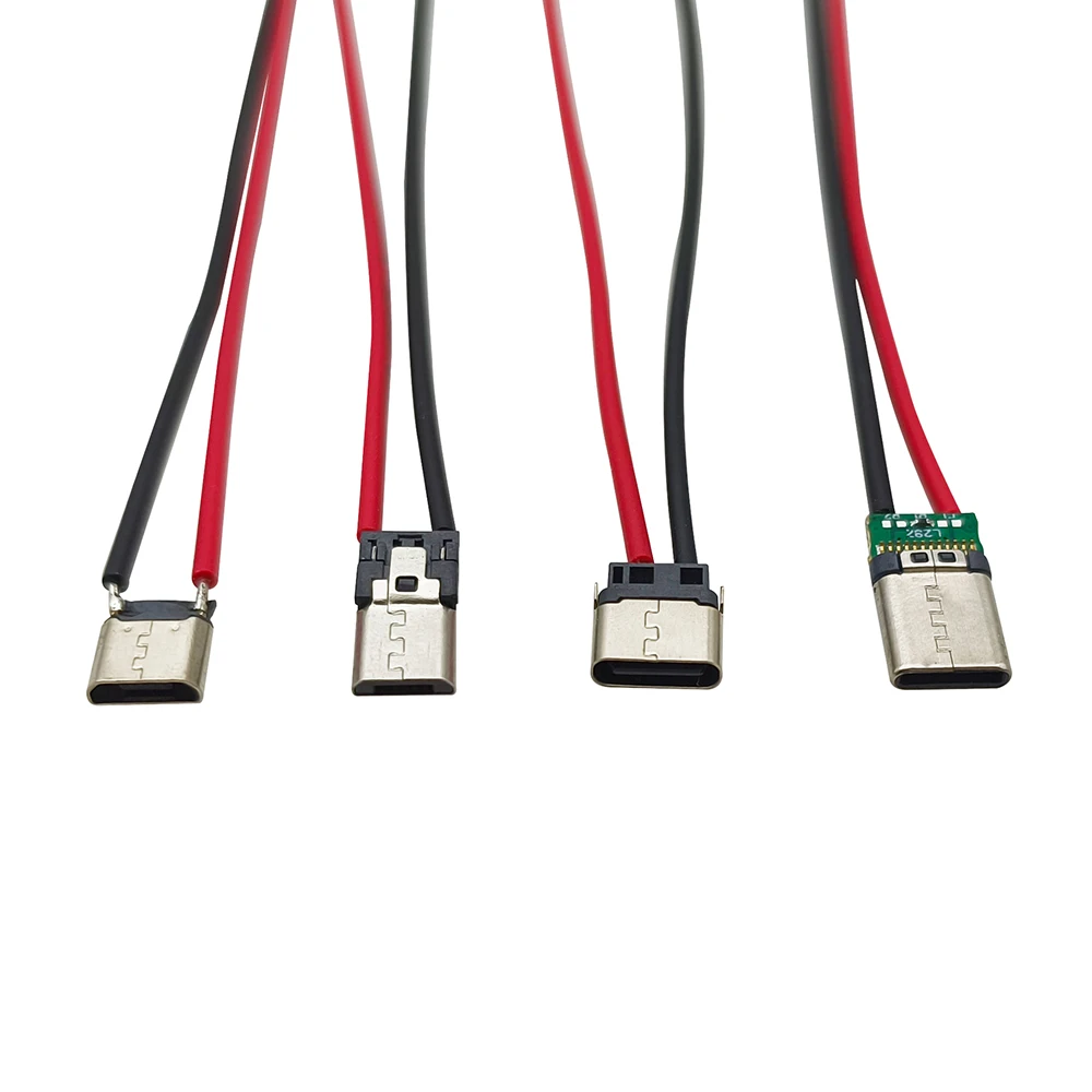 2/5Pcs Micro USB Type-C Male Female Jack 2Pin Welding Connector With 10CM 20AWG Cable Wire For DIY Mobile Phone Charging Port