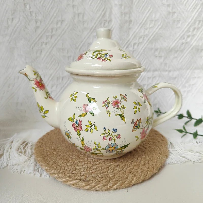 Tetera de esmalte grueso con filtro de té, hervidor de cocina para el hogar, Mini olla de leche de café, puede ser Cocina de Inducción, calefacción de llama abierta