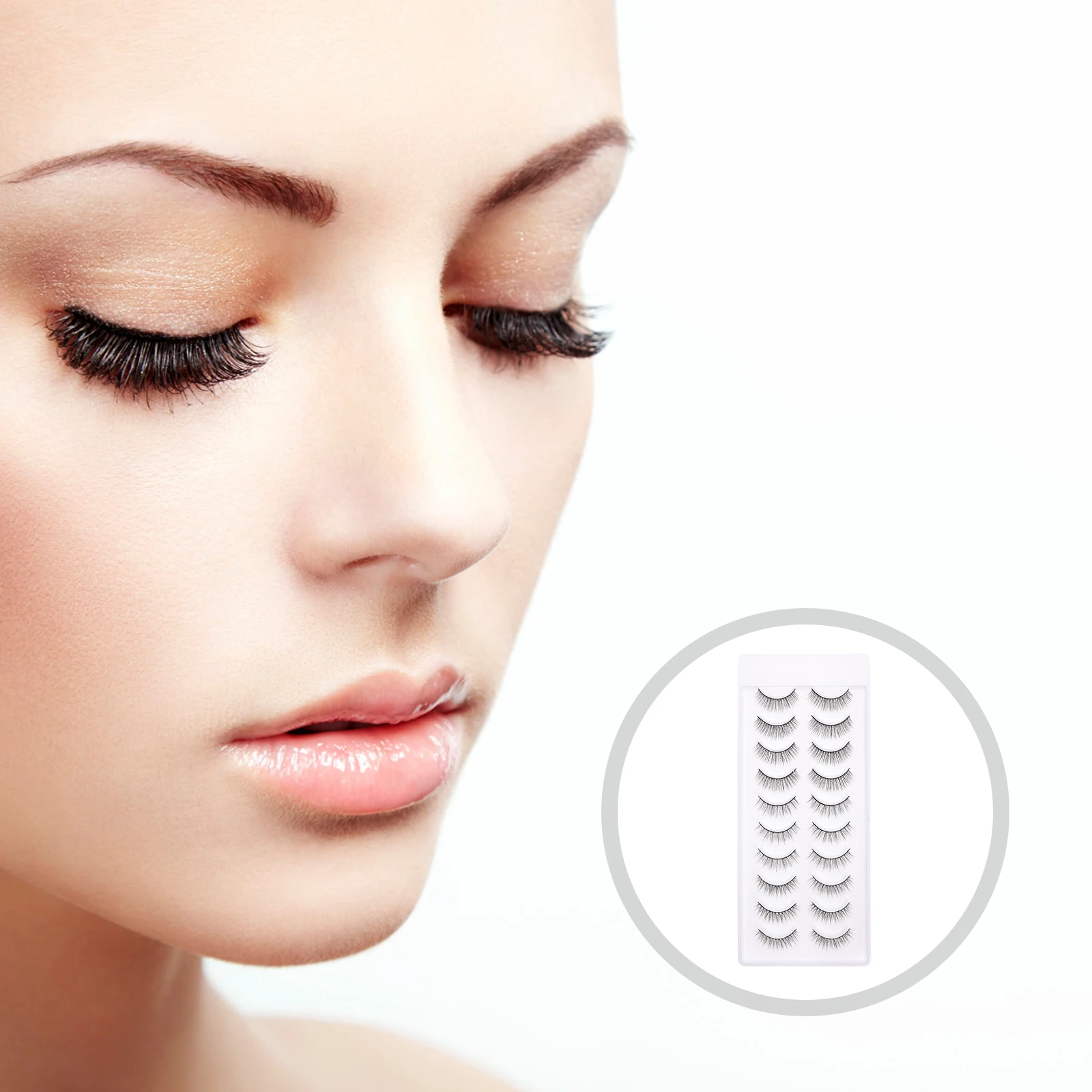 10 أزواج من الرموش المزيفة الطبيعية ثلاثية الأبعاد رموش تمديد كثيفة سهلة الاستخدام وإزالة ملابس طوال اليوم مثالية لمظهر المكياج