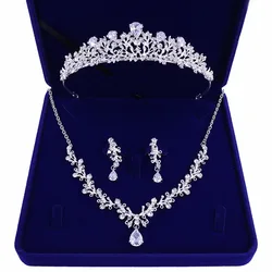 Itacazzo Bridal Headwear Set Crown Necklace Earrings Four Piece Fashion Tiaras Suitable for Women's Wedding and Birthday Parties