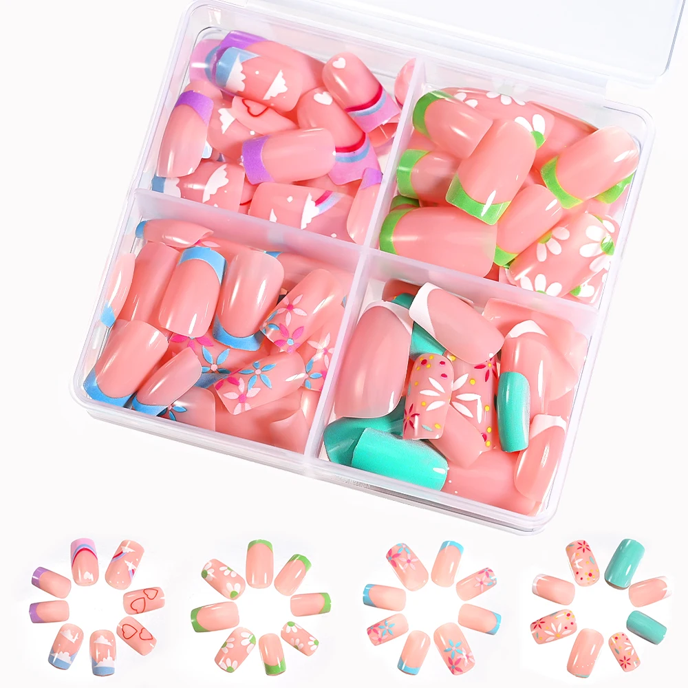 96 pièces (24 pièces * 4design) presse sur les ongles Halloween ongles conseils sang rouge/squelette faux ongles couverture complète amande artificielle ongles conseils & ^ 7