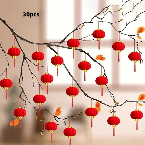 30pcs Mini Red Lantern Decoration for Traditional Chinese New Year and Wedding Hanging Decorations