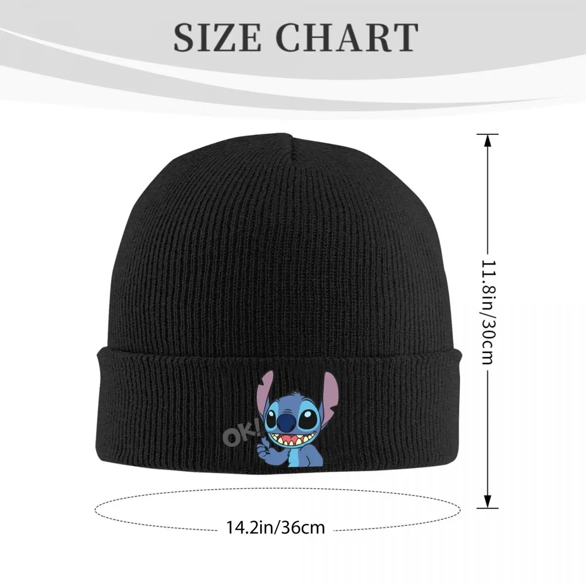 Lilo & Stitch Anime Ok Beanie Hats Bonnet Hats Adult Unisex Vintage Kpop Knit Hat Spring Custom Thermal Elastic Caps