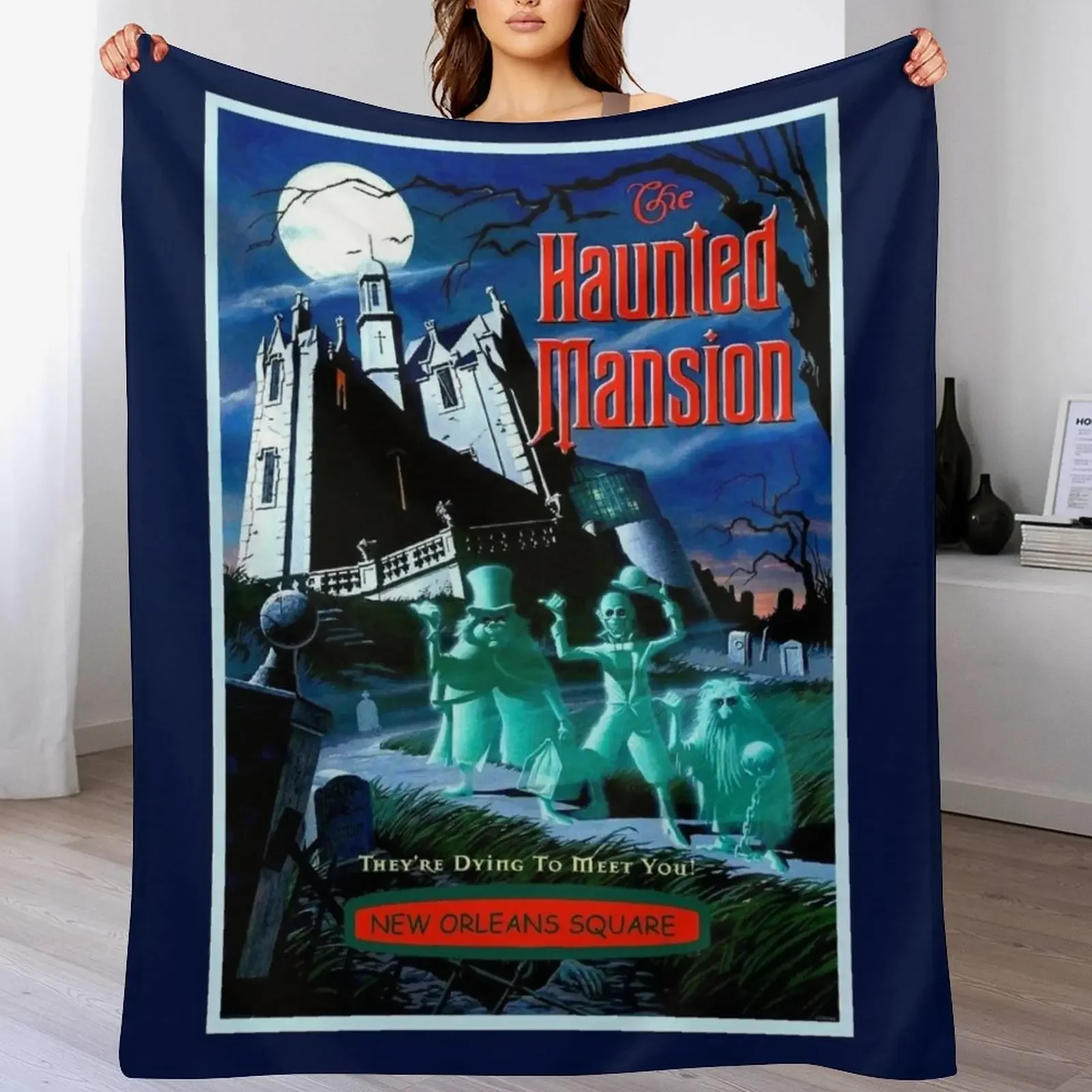 

HAUNTED MANSION : Vintage Ghosts Advertising Print Throw Blanket Luxury Throw warm for winter Camping Vintage Blankets