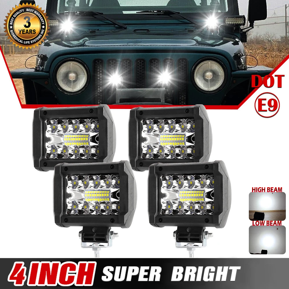 HAOLIDE 4 inch Lights Bar 60W Work Light Spot Flood Offroad Car Fog Lamp For Off Road 4X4 ATV off-road use Trailer Ship Moto 24V