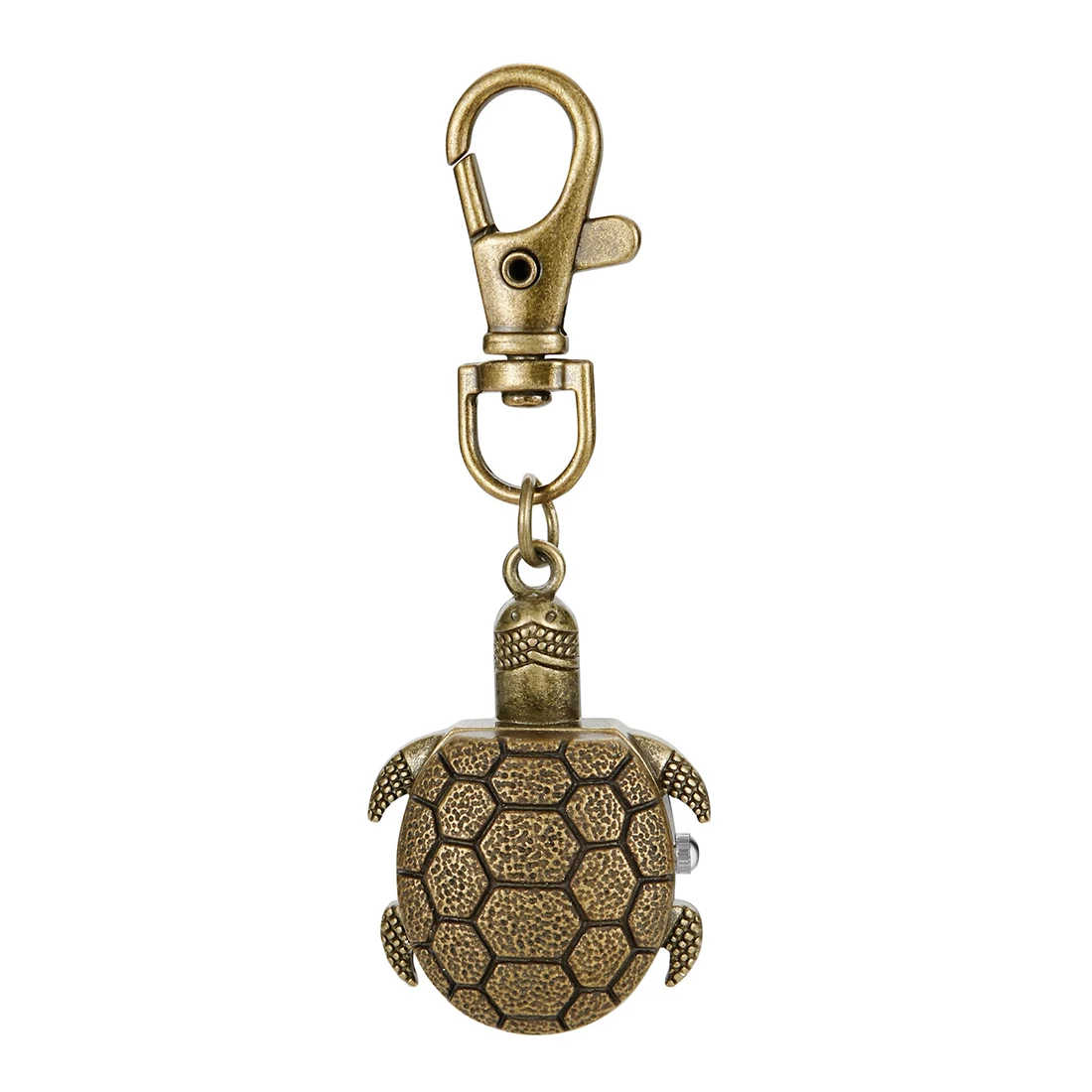 Small Turtle Keychain Keyring Quartz Pocket Watch Steampunk Bronze Clock For Men Women Collection Gifts Fob Flip Case Watches