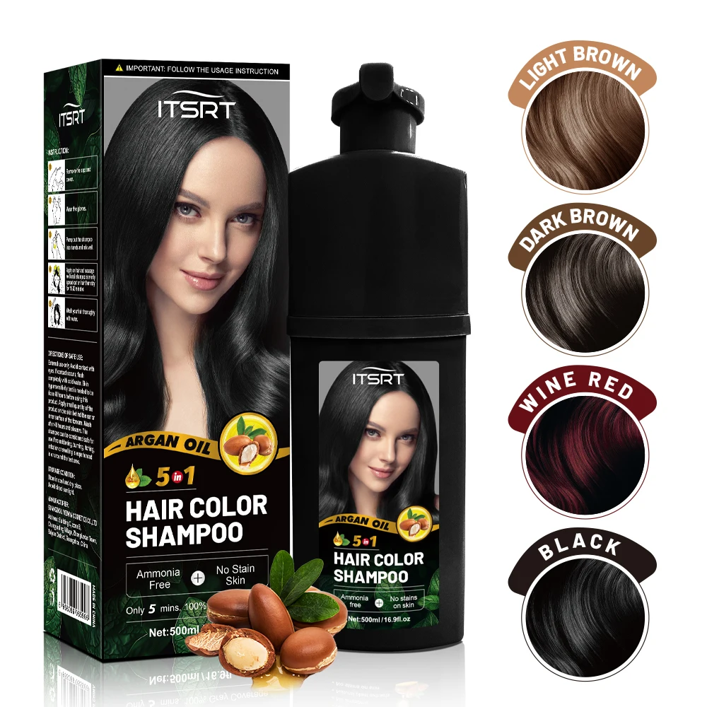 

500 мл/14,9 шампунь для краски для волос Fl.oz, окрашивание минут, натуральный и стойкий шампунь для краски для волос для мужчин и женщин, черный цвет волос