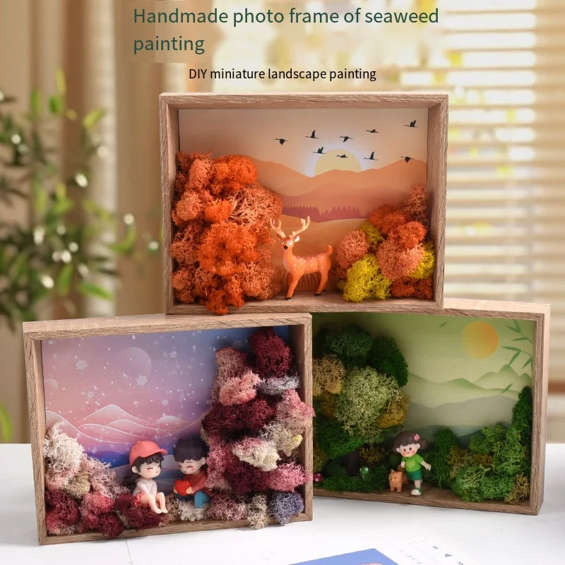 Seaweed Art DIY Kit - 3D Framed Microlandscape with Artificial Plants, Kids Craft Set for Parent-Child Creative Gift
