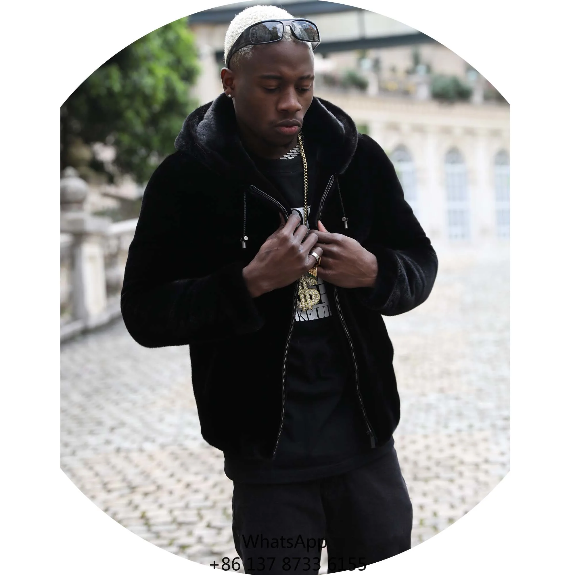 

Wholesale Custom Design OEM Mens Black Mink Fur Coat Jacket