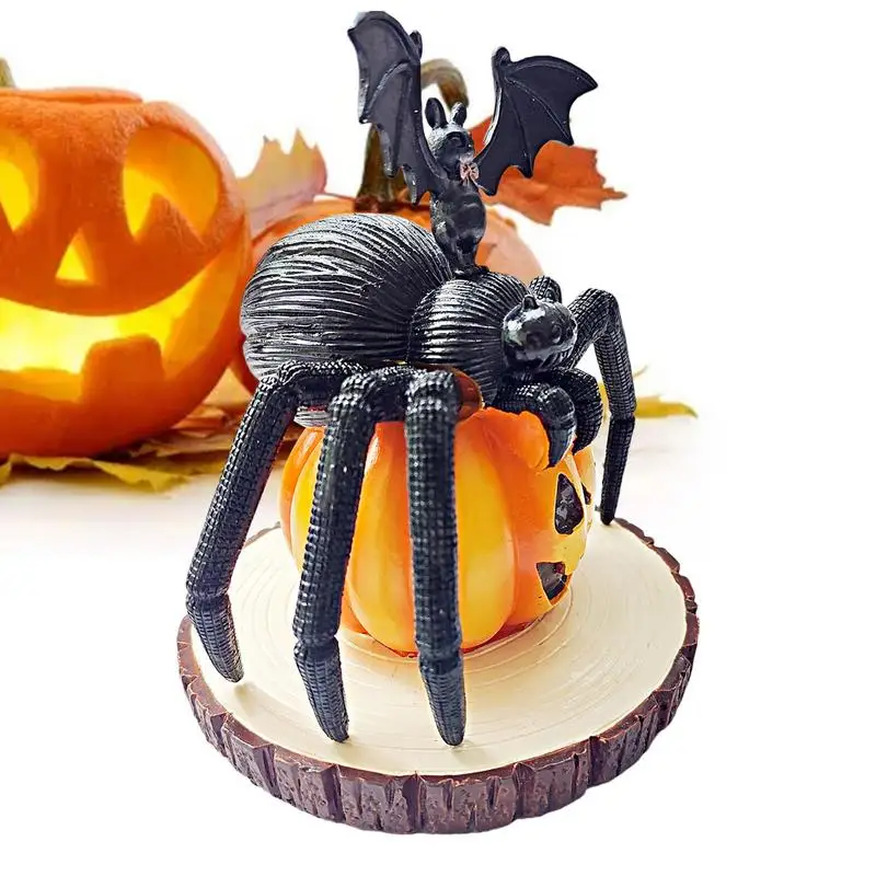 New Halloween Spider Decorations Multifunctional Pumpkin Resin Figurines Gothic Decorative Sculptures Festival Decor For Bedroom