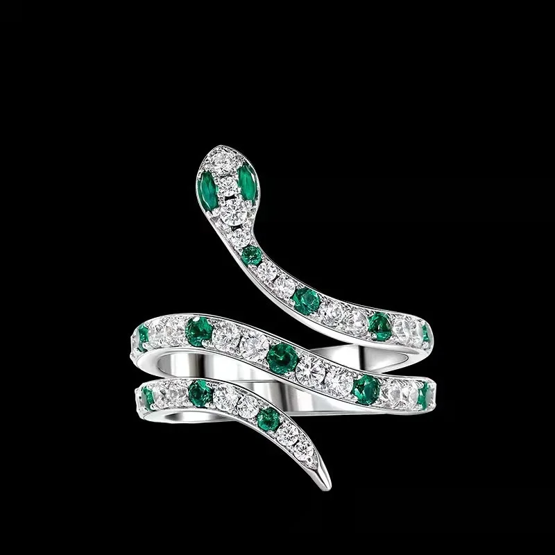 

Trendy Snake Shaped Zodiac Rings Fashion Versatile Women's Jewelry Exquisite Zircon Inlaid Animal Design For Daily & Party Gift