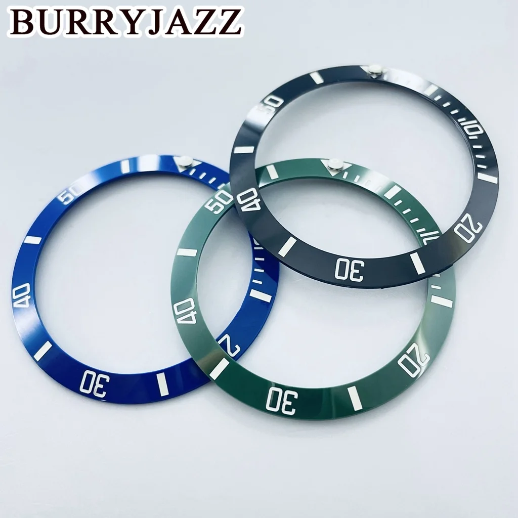 Burryjazz-38 mm発光セラミックリング、gmtダイバーズスタイルウォッチベゼルインサート、40mmウォッチケース、ダイビングアクセサリー