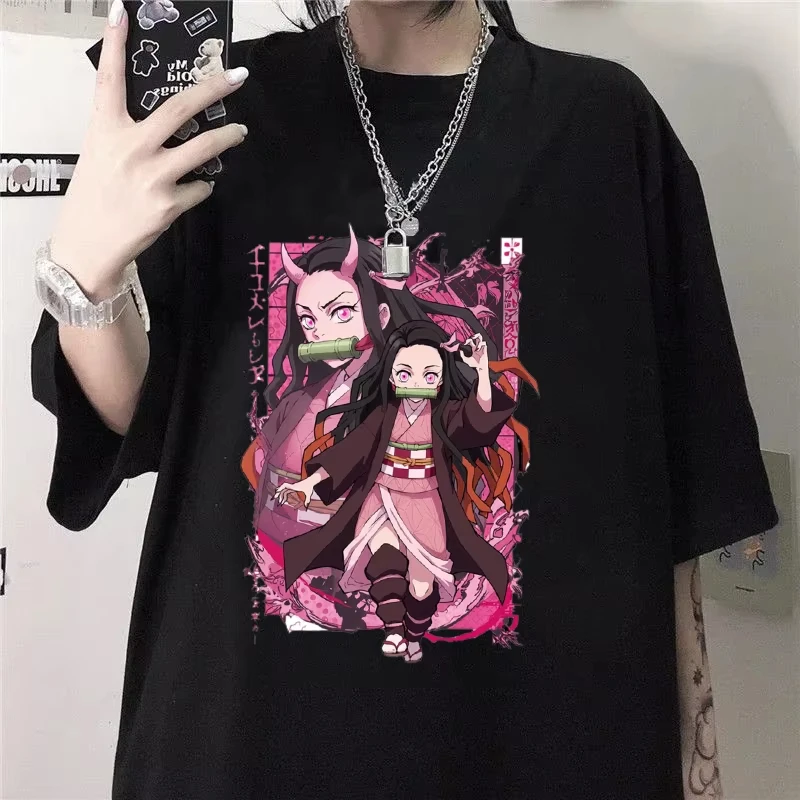 

New animation flat printing fashion round neck loose T-shirt street casual men and women with the same cotton material
