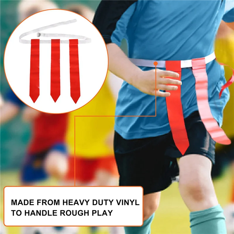 

24 Player Adjustable Sliding Flag Football Set, 3 Flags Per Belt, 72 Flags Total For For Kids Adults Players