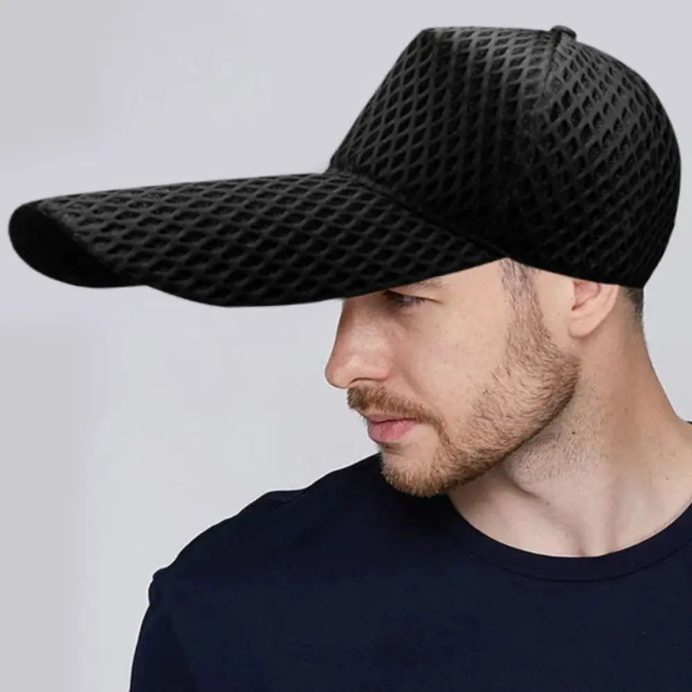 

Quality 14cm Long Brim Sun Hat Big Size Large Head Oversize Trucker Cap Sunshade Mesh Fishing Hat Women