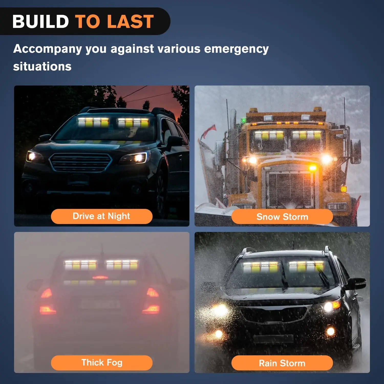 32 LED Car Front Windshield Safety Warning Light 2 In 1 Police Vehicles Interior Strobe Emergency Signal Lamp Suction Cup 12/24V