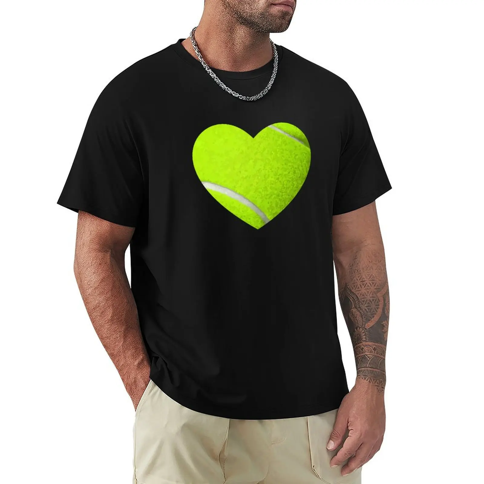 

love tennis heart sports athletic T-shirt anime tops funny t shirts for men