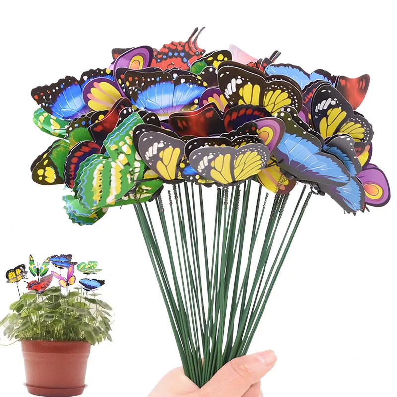 

10/20Bunch of 25cm Butterflies Garden Yard Planter Colorful Whimsical Butterfly Stakes Outdoor Home Garden Flower Pot Decoration